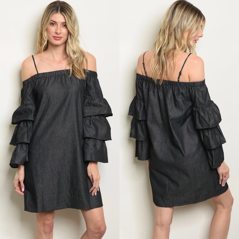 Black Off The Shoulder Midi Dress